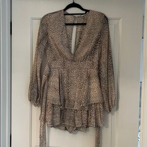 ILLA ILLA Beige Animal Print Layered Dress